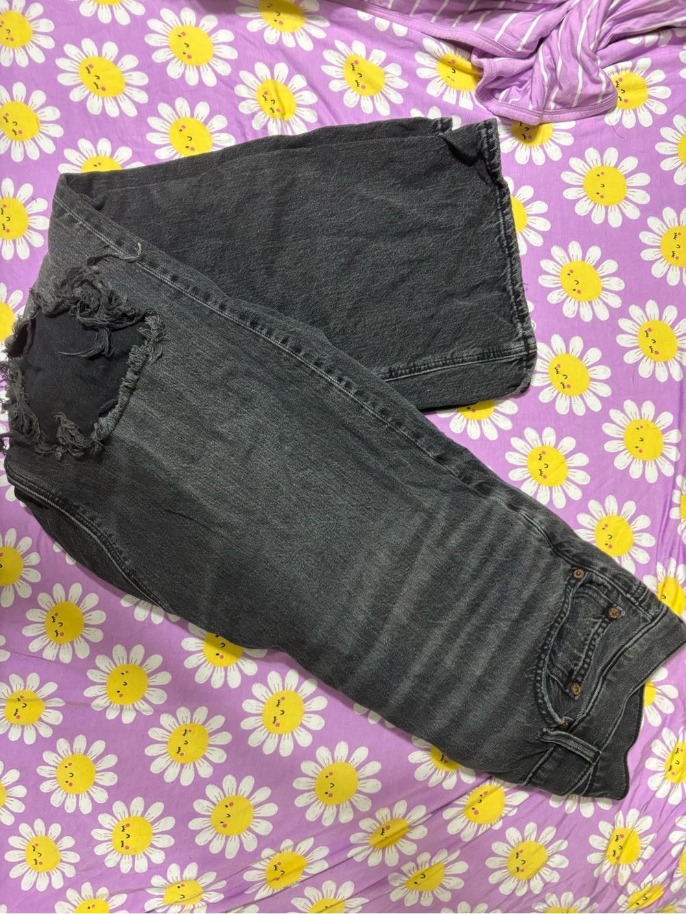 American Eagle Outfitters Gray Washed Denim Overalls